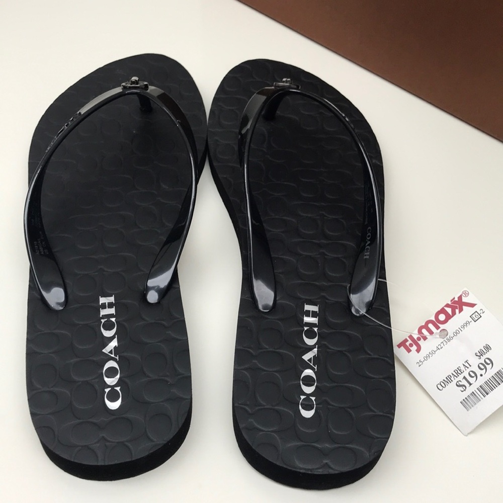 NWT - Coach Black Flip Flop Sandals - Picture 4 of 6